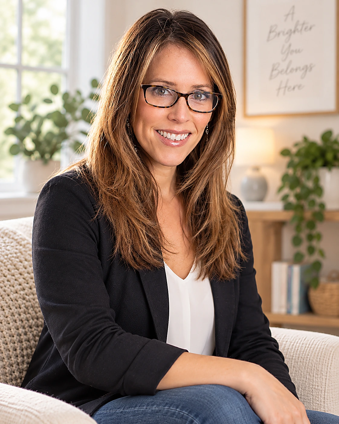 Portrait of Marliz Lorenty in a warm office setting